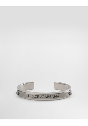 Dolce & Gabbana Rigid Bracelet With Logo - Man Bijoux Silver Metal Onesize