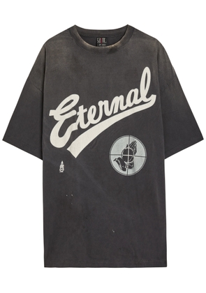 Saint Mxxxxxx Fog Printed Cotton T-shirt - Black - One Size