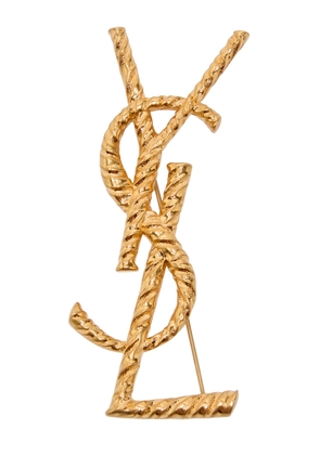 Saint Laurent Twisted Texture Metal Brooch - Gold - One Size