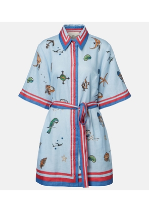 Alemais Printed belted linen shirt dress