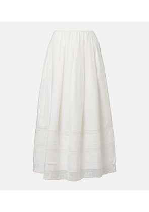 Faithfull Lyon lace-trimmed cotton maxi skirt