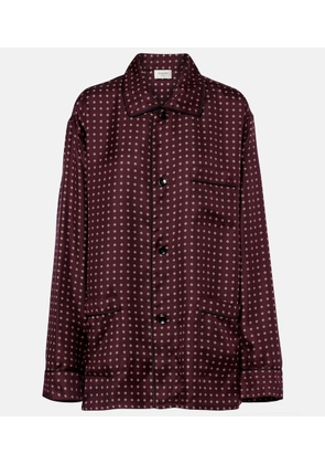 Saint Laurent Oversized polka-dot silk satin pajama shirt