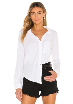 Bobi Light Weight Jersey Button Down in White. Size S. Also in XS, M, L, XL.