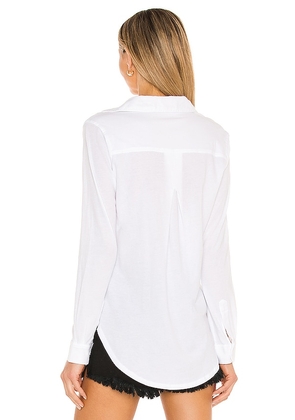 Bobi Light Weight Jersey Button Down in White. Size S. Also in XS, M, L, XL.