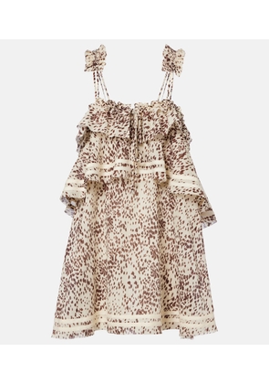 The Attico Leopard-print ruffled cotton minidress