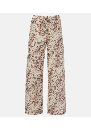 The Attico Leopard-print cotton wide-leg pants