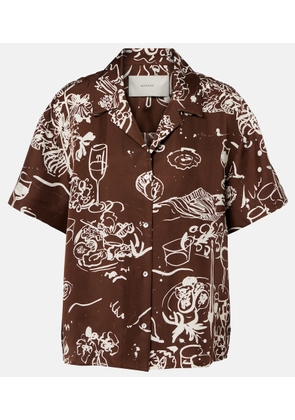 Asceno Prague printed silk twill bowling shirt