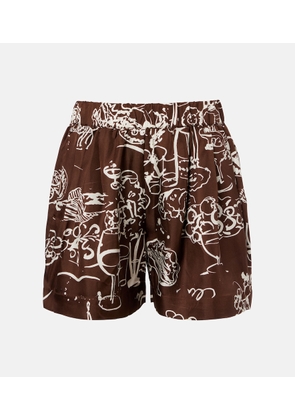 Asceno Zurich printed silk twill shorts