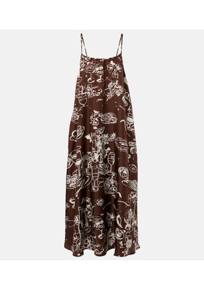 Asceno Napoli printed silk twill maxi dress