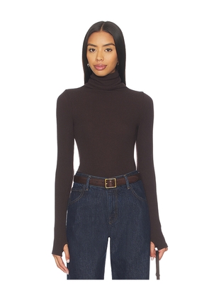 Enza Costa Sweater Knit Turtleneck Top in Chocolate. Size M. Also in XS.