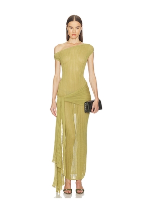 Camila Coelho Callie Sheer Midi Knit Dress in Green. Size XS. Also in XXS, S, M, L, XL.