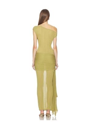Camila Coelho Callie Sheer Midi Knit Dress in Green. Size XS. Also in S, M, L, XL.