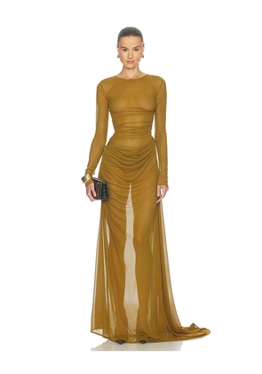 Camila Coelho Marisa Gown in Mustard. Size XS. Also in XXS, S, M, L, XL.