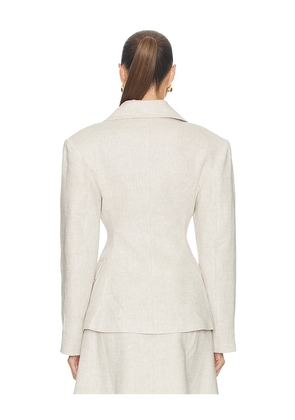 Camila Coelho Malena Linen Blazer in Neutral. Size XS. Also in XXS, S, M, L, XL.