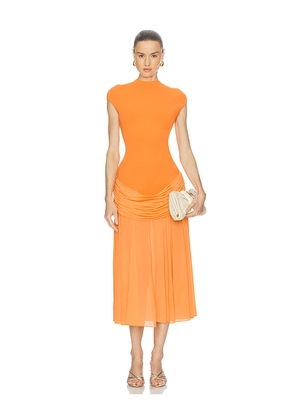 ET OCHS Nola Knit Combo Dress in Tangerine. Size XS. Also in S, M, L.