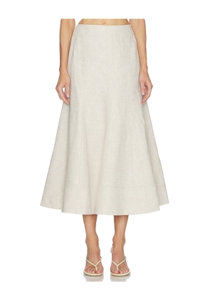 Camila Coelho Malena Linen Midi Skirt in Neutral. Size XS. Also in XXS, S, M, L, XL.
