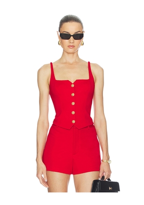 Alice + Olivia Kelcey Button Front Top in Red. Size 0. Also in 2, 4, 6, 8, 10, 12.