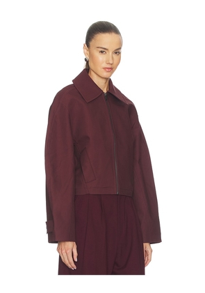 EAVES Karlie Cocoon Sleeve Jacket in Burgundy. Size XXS. Also in S, M, L, XL.