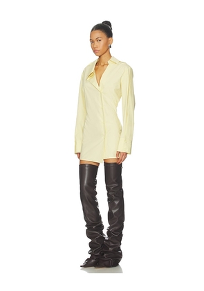 THE ATTICO Asymmetrical Shirt Mini Dress in Yellow. Size 38. Also in 36, 40, 42, 44.