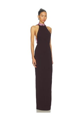 THE ATTICO Chain Gown in Burgundy. Size 38. Also in 40, 44.