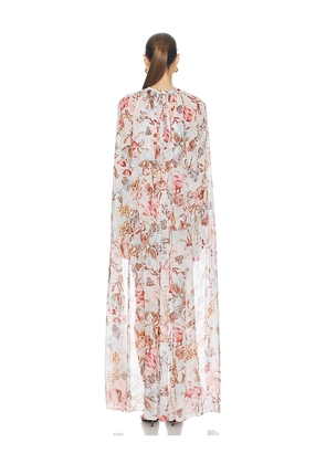 HEMANT AND NANDITA Ruched Cape Mini Dress in Baby Blue. Size S. Also in XS, M, L.