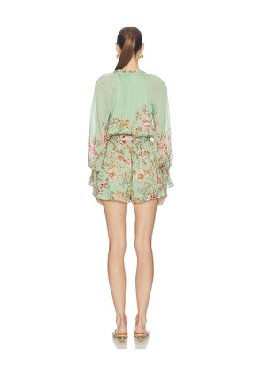 HEMANT AND NANDITA Romper With Tie Belt in Mint. Size S. Also in XS, M, L, XL, XXL.