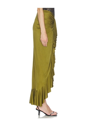 Atlein Ruffle Long Skirt in Olive. Size 34. Also in 38.