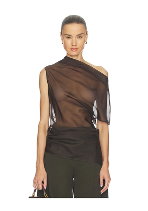 EAVES Saeunn Asym Top in Brown. Size XXS. Also in XS, S, M, L, XL.