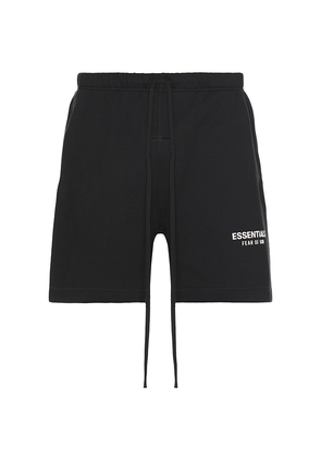 Fear of God ESSENTIALS Soccer Fleece Shorts in Black. Size XS. Also in M, L, XL/1X, XXL/2X.