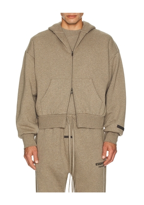 Fear of God ESSENTIALS Classic Fit Fleece Zip Up Hoodie in Neutral. Size XS. Also in L, M, S, XL/1X, XXL/2X.
