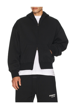 Fear of God ESSENTIALS Classic Fit Fleece Zip Up Hoodie in Black. Size XS. Also in L, M, S, XL/1X.