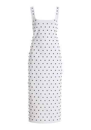 Carolina Herrera Polka-Dot Beaded Knit Midi Dress - Moda Operandi