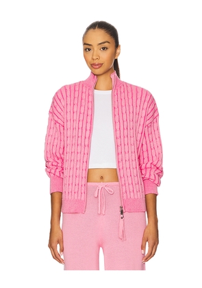 Frankies Bikinis Bea Cable Knit Sweater in Pink. Size XS. Also in S.