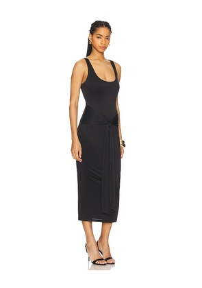Good American Slinky Jersey Ruched Midi Dress in Black. Size XXXXL/4X. Also in M.
