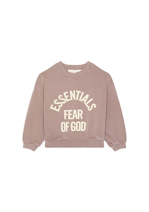Fear of God ESSENTIALS Kids Campus 90's Crewneck Sweatshirt in Mauve. Size 2/3. Also in 4/5, 6/7.