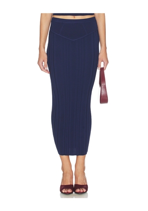 fleur du mal Three Way Rib Skirt in Navy. Size XS. Also in L, M, S.