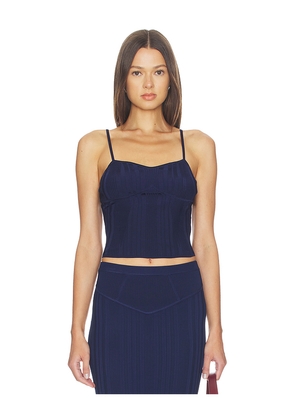 fleur du mal Rib Darted Cami Top in Navy. Size XS. Also in L, M, S.