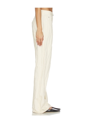 Helmut Lang Crushed Relaxed Bootcut Pant in Cream. Size 24. Also in 27, 28.
