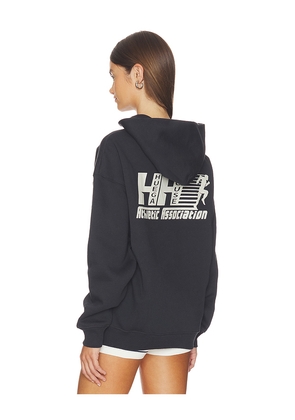 Huega House Warm Up Hoodie in Black. Size L. Also in S, M, XL/1X.