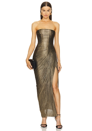 Maria Lucia Hohan Ruby Gown in Metallic Bronze, brown. Size 36/4. Also in 34/2, 38/6, 40/8.