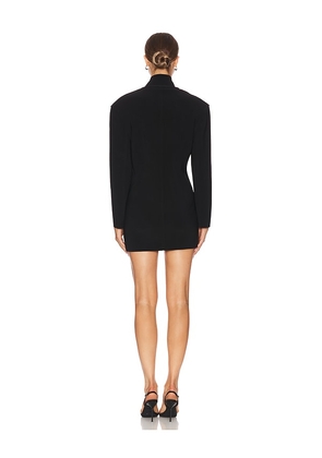 Norma Kamali Oversized Long Sleeve Shoulder Pad Front Zip Mini Dress in Black. Size S. Also in M.