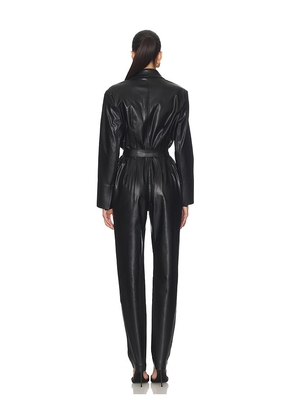 Norma Kamali Easy Fit Single Breasted Tapered Leg Jumpsuit in Black. Size L. Also in XXS, XS, S.