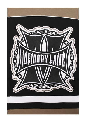 Memory Lane Shield Hockey Jersey in Black. Size M. Also in S, L, XL/1X.