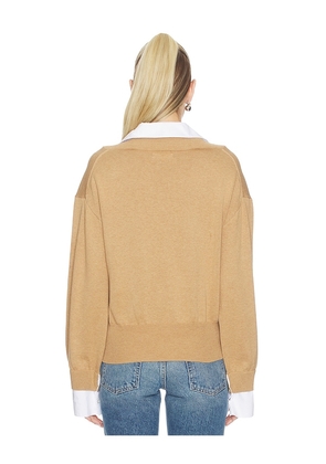 NAADAM Cotton Cashmere Mixed Media V-neck in Brown. Size S. Also in XS, M, L.
