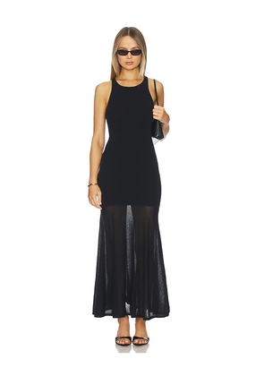 NAADAM Super Fine Crepe Long Dress With Sheer Skirt in Black. Size S. Also in XS, M.