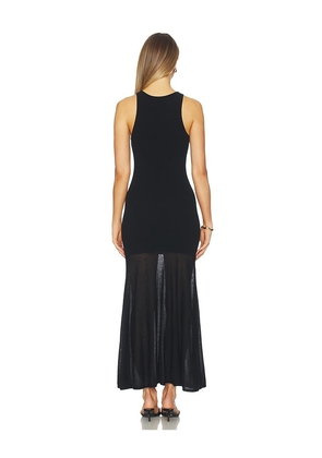 NAADAM Super Fine Crepe Long Dress With Sheer Skirt in Black. Size S. Also in XS, M, L.