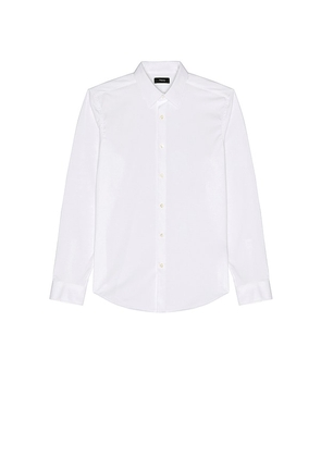 Theory Sylvain Structure Knit Shirt in White. Size M. Also in S, L, XL/1X, XXL/2X.