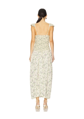 SWF Cap Sleeve Mottled Max Dress in Cream,Green. Size M. Also in XS, S, L.