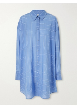 TOTEME - Embroidered Organic Cotton And Lyocell-blend Shirt - Blue - DK32,DK34,DK36,DK38,DK40,DK42,DK44