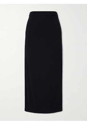 TOTEME - Organic Cotton And Silk-blend Wrap Midi Skirt - Black - xx small,x small,small,medium,large,x large